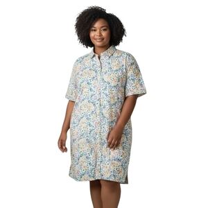 Summersalt Do It All Shirt Dress Size Large Knee Length Short Sleeve Floral